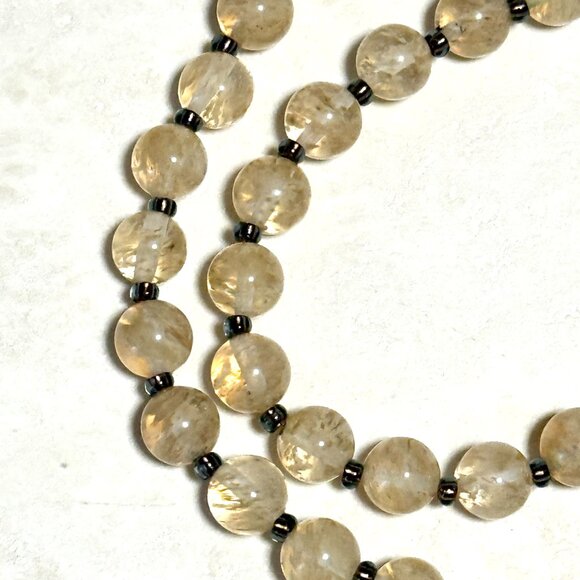 Golden Rutilated Quartz Short Necklace, Gemstone Adjustable Beaded Necklace - Picture 7 of 9